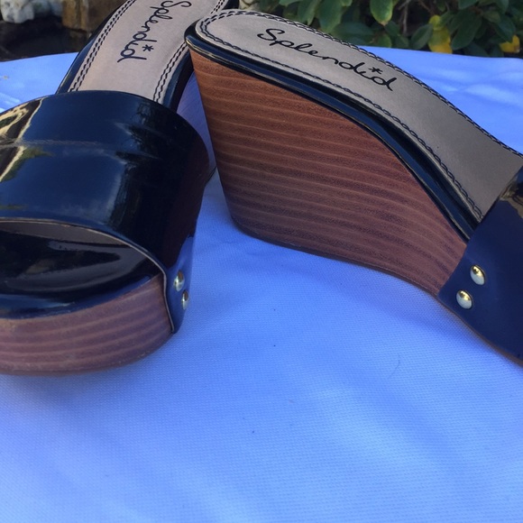 Splendid, Black Patent Vegan Mules - Picture 2 of 5